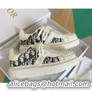 Good Quality Dior DIOR-ID Sneakers in Calfskin and Oblique Canvas White 122947