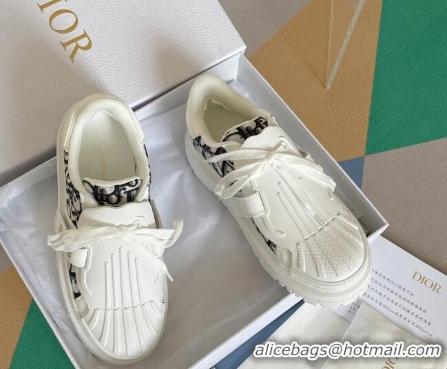 Good Quality Dior DIOR-ID Sneakers in Calfskin and Oblique Canvas White 122947