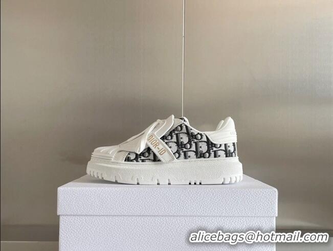 Good Quality Dior DIOR-ID Sneakers in Calfskin and Oblique Canvas White 122947