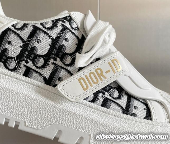 Good Quality Dior DIOR-ID Sneakers in Calfskin and Oblique Canvas White 122947