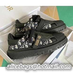 Best Grade Dior DIOR-ID Sneakers in Calfskin and Oblique Canvas Black 122948