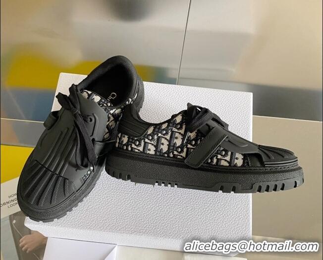 Best Grade Dior DIOR-ID Sneakers in Calfskin and Oblique Canvas Black 122948