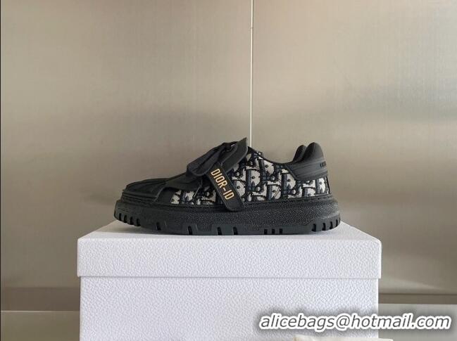 Best Grade Dior DIOR-ID Sneakers in Calfskin and Oblique Canvas Black 122948