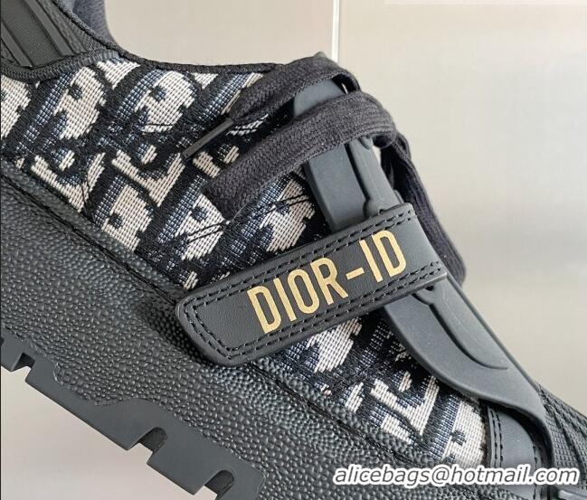 Best Grade Dior DIOR-ID Sneakers in Calfskin and Oblique Canvas Black 122948