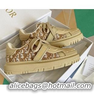 Low Cost Dior DIOR-ID Sneakers in Calfskin and Oblique Canvas Beige 122949