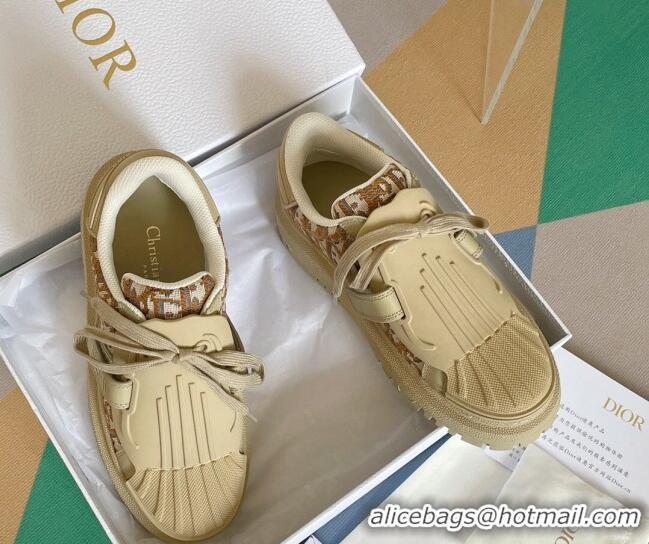 Low Cost Dior DIOR-ID Sneakers in Calfskin and Oblique Canvas Beige 122949