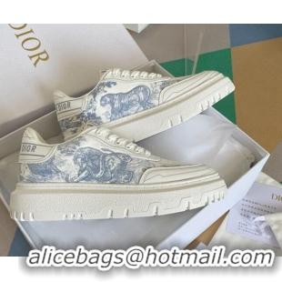 Low Price Dior DIOR-ID Sneakers in Toile de Jouy Reverse Print Calfskin Blue 122950