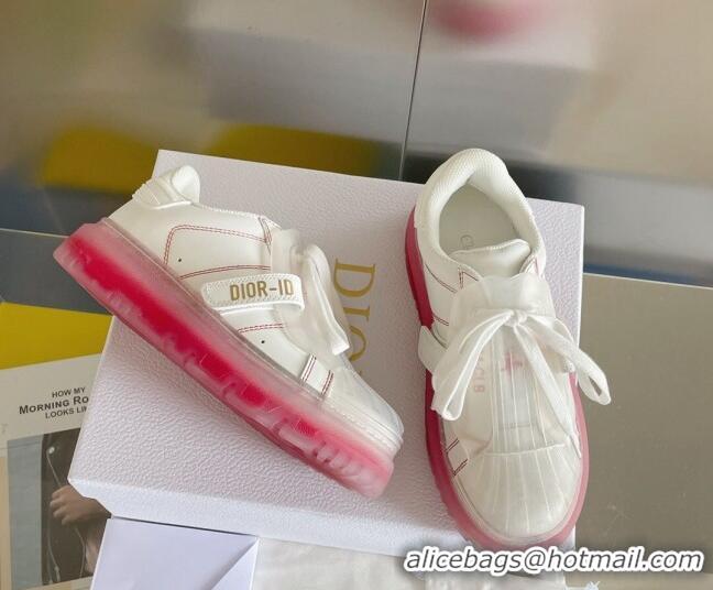 Fashion Dior DIOR-ID Sneakers in White Calfskin with Pink Clear Sole 122953