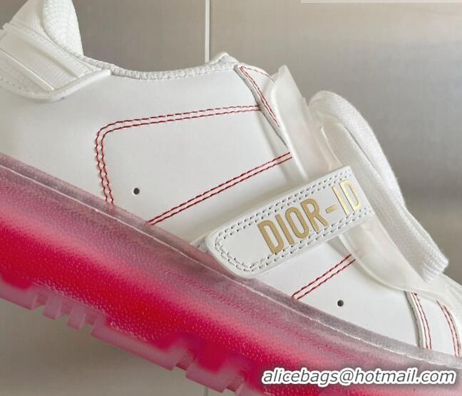 Fashion Dior DIOR-ID Sneakers in White Calfskin with Pink Clear Sole 122953