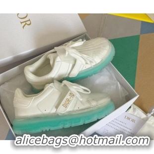 Discount Fashion ior DIOR-ID Sneakers in White Calfskin with Green Clear Sole 122954