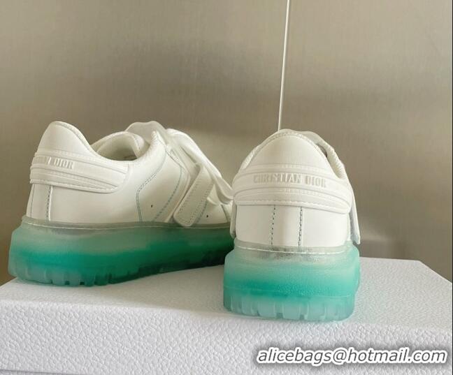 Discount Fashion ior DIOR-ID Sneakers in White Calfskin with Green Clear Sole 122954