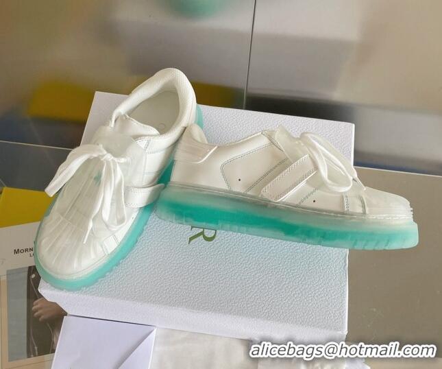 Discount Fashion ior DIOR-ID Sneakers in White Calfskin with Green Clear Sole 122954