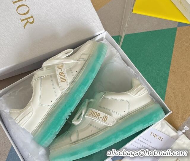 Discount Fashion ior DIOR-ID Sneakers in White Calfskin with Green Clear Sole 122954