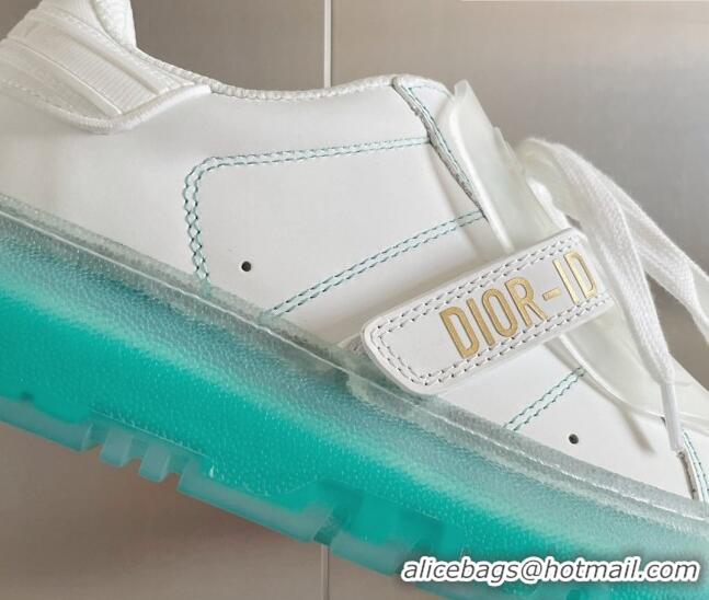 Discount Fashion ior DIOR-ID Sneakers in White Calfskin with Green Clear Sole 122954