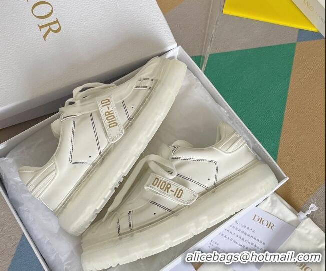 Sophisticated Dior DIOR-ID Sneakers in White Calfskin with White Clear Sole 122955