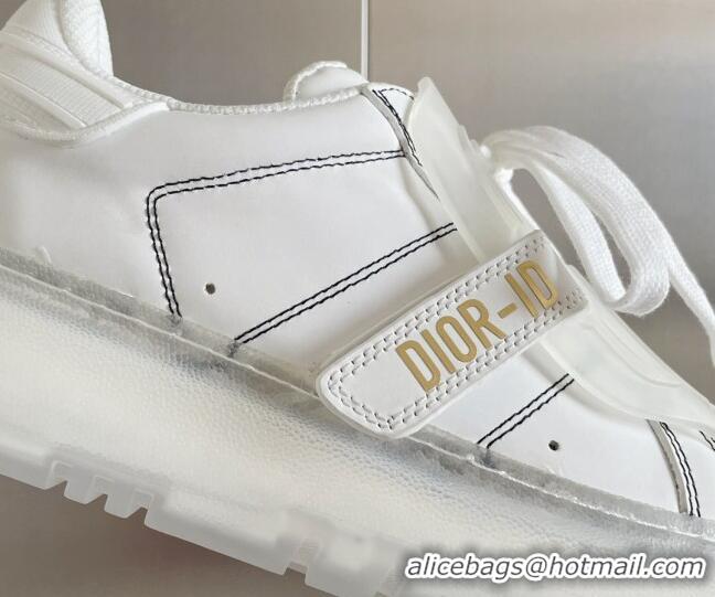 Sophisticated Dior DIOR-ID Sneakers in White Calfskin with White Clear Sole 122955