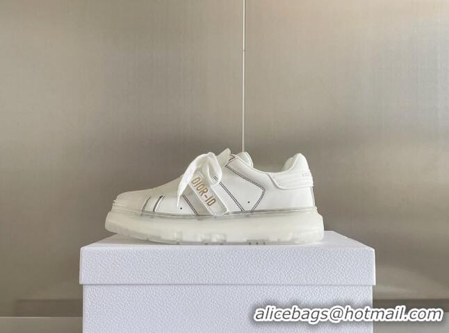 Sophisticated Dior DIOR-ID Sneakers in White Calfskin with White Clear Sole 122955