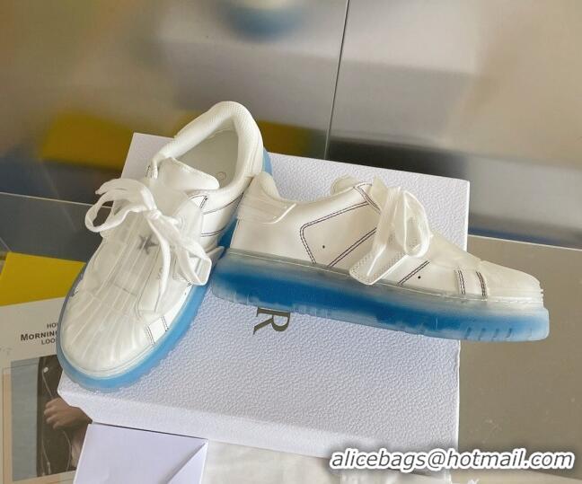 Good Product Dior DIOR-ID Sneakers in White Calfskin with Blue Clear Sole 122956