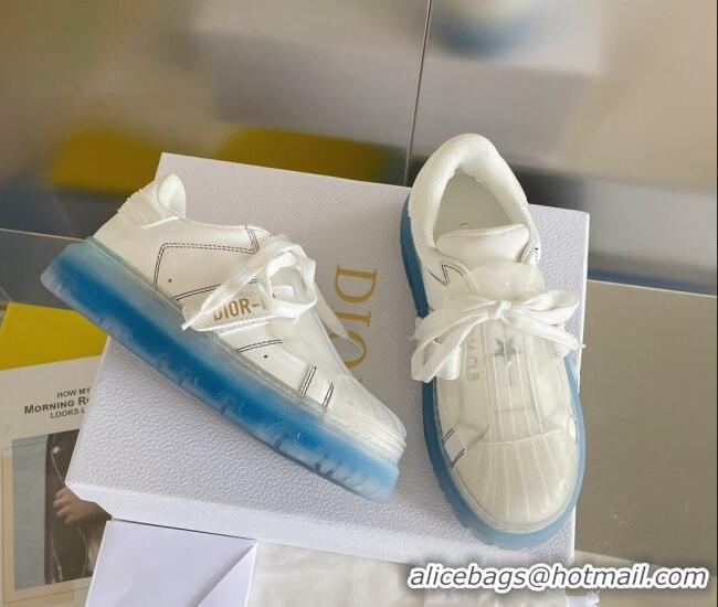 Good Product Dior DIOR-ID Sneakers in White Calfskin with Blue Clear Sole 122956