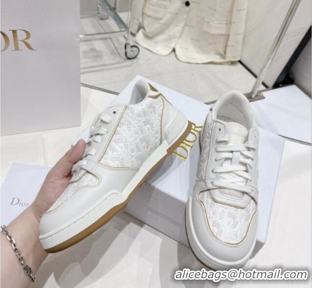 Trendy Design Dior One Sneakers in Oblique Perforated Calfskin White/Gold 013035