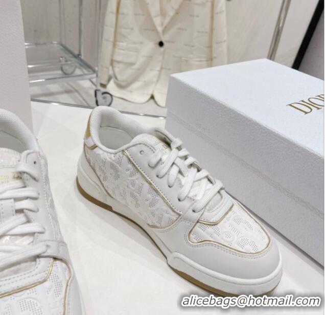 Trendy Design Dior One Sneakers in Oblique Perforated Calfskin White/Gold 013035