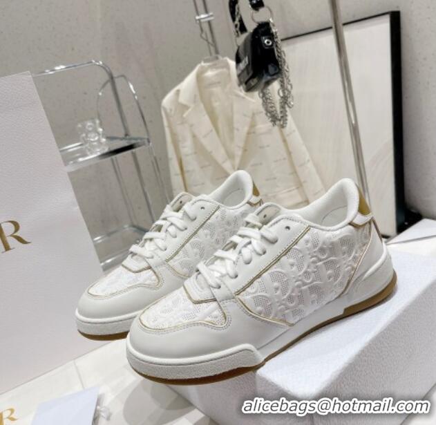 Trendy Design Dior One Sneakers in Oblique Perforated Calfskin White/Gold 013035