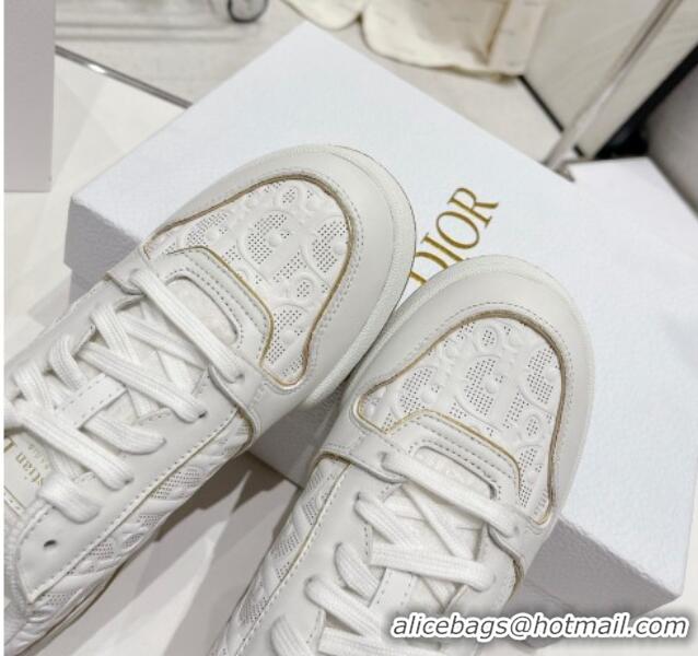 Trendy Design Dior One Sneakers in Oblique Perforated Calfskin White/Gold 013035