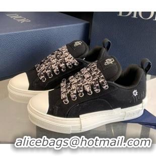 Popular Style Dior BY ERL B23 Skater Sneakers in Black Cotton Canvas 022820