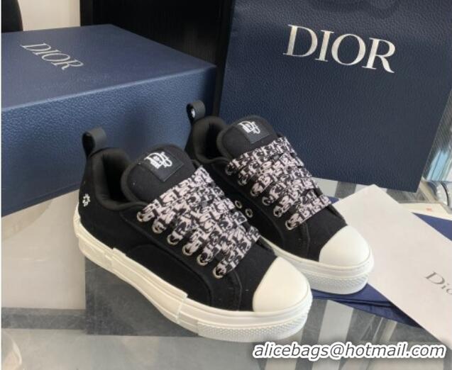 Popular Style Dior BY ERL B23 Skater Sneakers in Black Cotton Canvas 022820