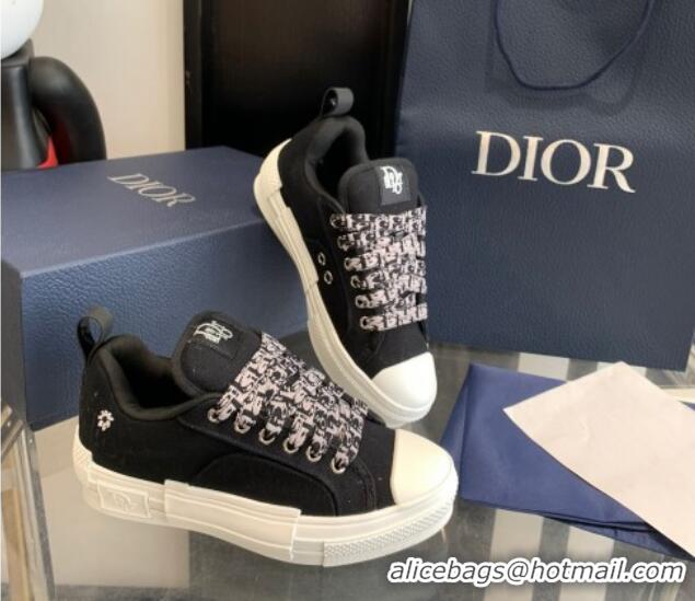 Popular Style Dior BY ERL B23 Skater Sneakers in Black Cotton Canvas 022820