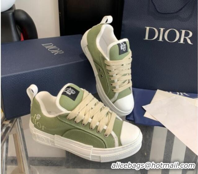 Cheap Price Dior BY ERL B23 Skater Sneakers in Green Cotton Canvas 3022821