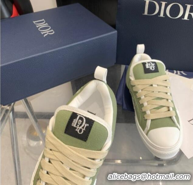 Cheap Price Dior BY ERL B23 Skater Sneakers in Green Cotton Canvas 3022821