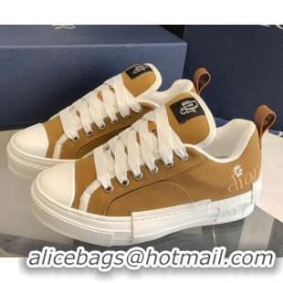 Good Quality Dior BY ERL B23 Skater Sneakers in Brown Cotton Canvas 022822