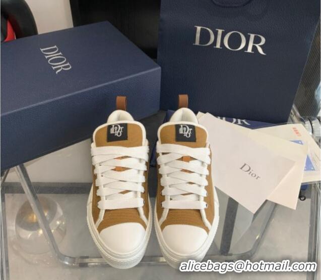 Good Quality Dior BY ERL B23 Skater Sneakers in Brown Cotton Canvas 022822