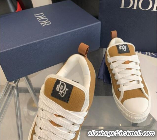 Good Quality Dior BY ERL B23 Skater Sneakers in Brown Cotton Canvas 022822