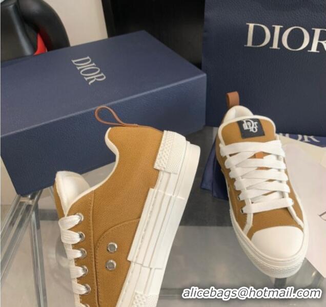 Good Quality Dior BY ERL B23 Skater Sneakers in Brown Cotton Canvas 022822