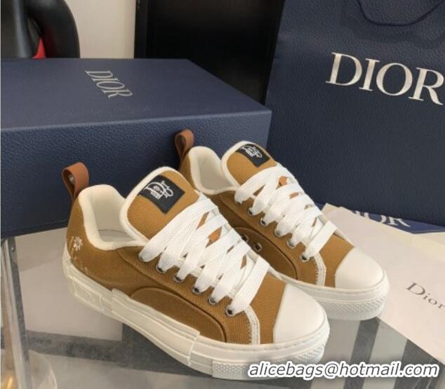 Good Quality Dior BY ERL B23 Skater Sneakers in Brown Cotton Canvas 022822