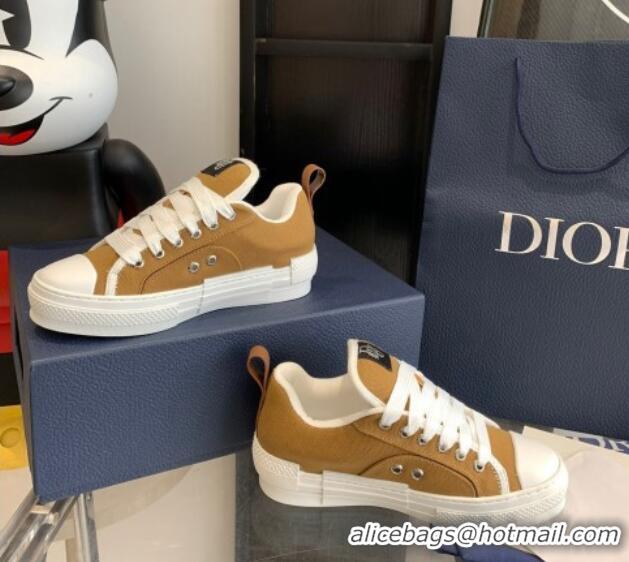 Good Quality Dior BY ERL B23 Skater Sneakers in Brown Cotton Canvas 022822