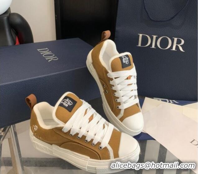 Good Quality Dior BY ERL B23 Skater Sneakers in Brown Cotton Canvas 022822