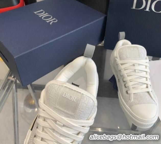 1:1 Dior BY ERL B23 Skater Sneakers in Light Grey Oblique Embroidered Cotton 022823