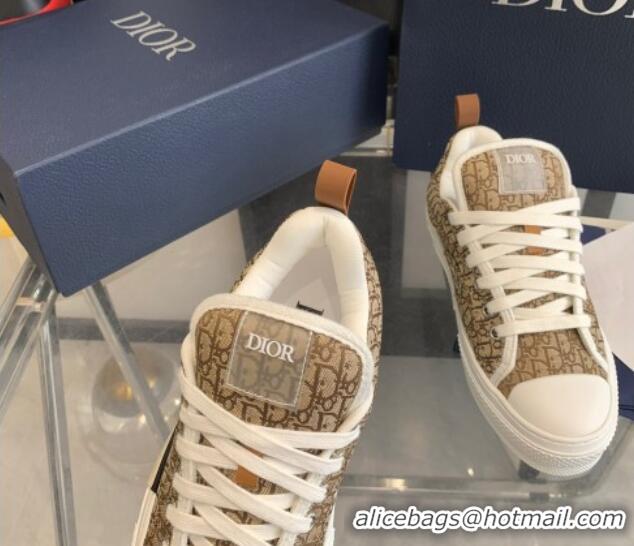 Best Product Dior BY ERL B23 Skater Sneakers in Brown Oblique Embroidered Cotton 022825