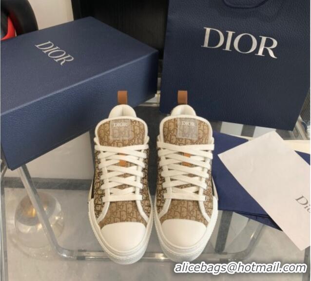 Best Product Dior BY ERL B23 Skater Sneakers in Brown Oblique Embroidered Cotton 022825