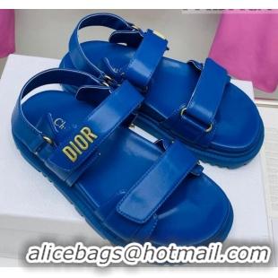 Top Design Dior DiorAct Calfskin Flat Strap Sandals Royal Blue 022830