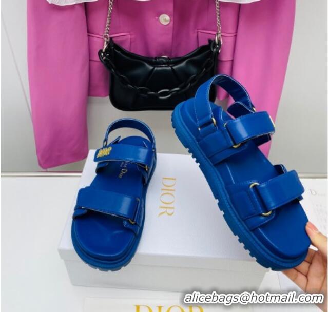 Top Design Dior DiorAct Calfskin Flat Strap Sandals Royal Blue 022830