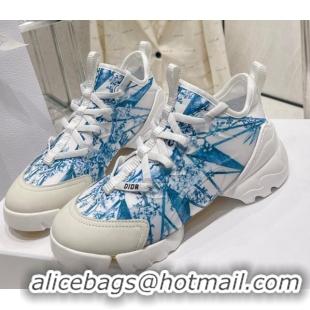 Lower Price Dior D-Connect Sneaker in Blue Multicolor Technical Fabric with Reve d'Infini Print 022832