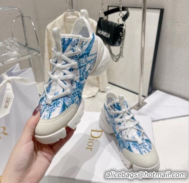 Lower Price Dior D-Connect Sneaker in Blue Multicolor Technical Fabric with Reve d'Infini Print 022832