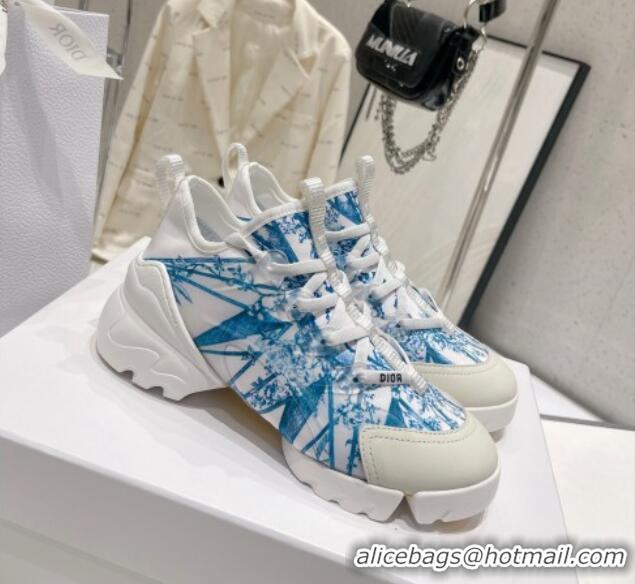 Lower Price Dior D-Connect Sneaker in Blue Multicolor Technical Fabric with Reve d'Infini Print 022832