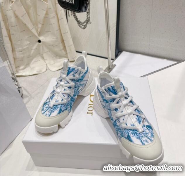 Lower Price Dior D-Connect Sneaker in Blue Multicolor Technical Fabric with Reve d'Infini Print 022832