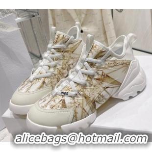 Good Product Dior D-Connect Sneaker in Gold Multicolor Technical Fabric with Reve d'Infini Print 022833