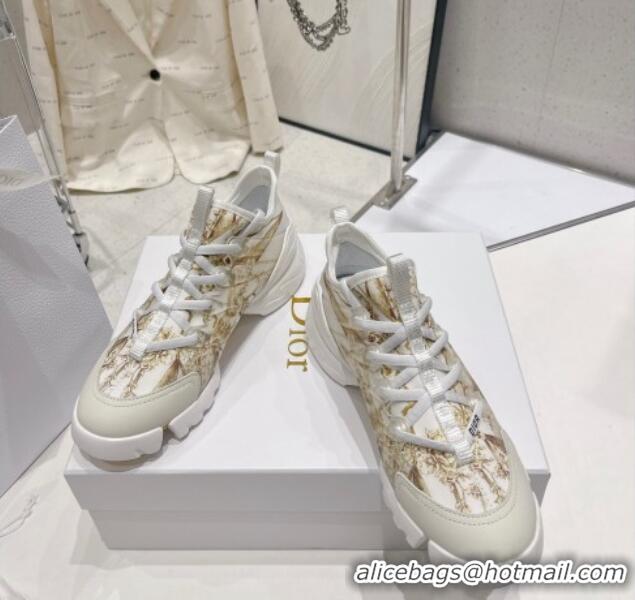 Good Product Dior D-Connect Sneaker in Gold Multicolor Technical Fabric with Reve d'Infini Print 022833